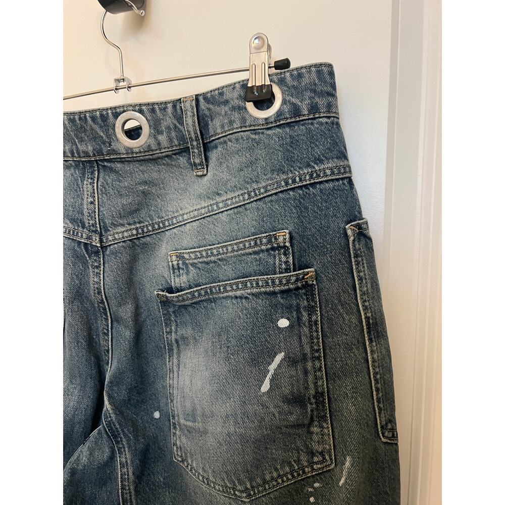 Wide-Leg Denim Jeans in Distressed Blue - Picture 8 of 10